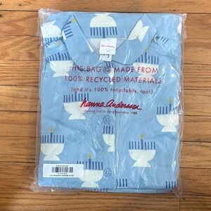Hanna Andersson Light Blue Pajama Set with White and Blue Menorah Pattern